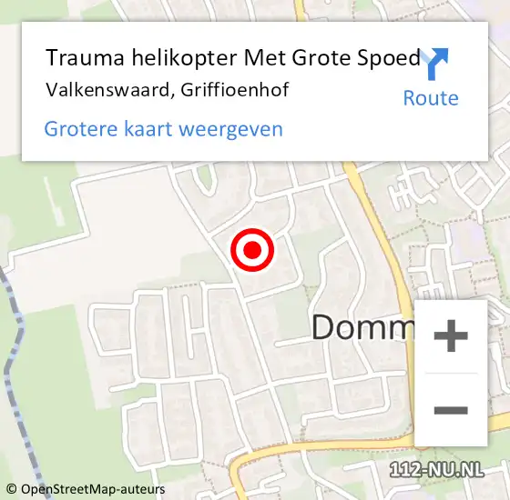 Locatie op kaart van de 112 melding: Trauma helikopter Met Grote Spoed Naar Valkenswaard, Griffioenhof op 19 maart 2023 03:03