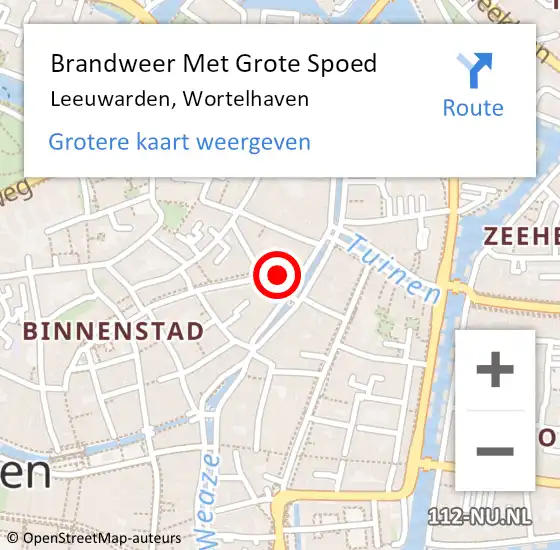 Locatie op kaart van de 112 melding: Brandweer Met Grote Spoed Naar Leeuwarden, Wortelhaven op 19 maart 2023 03:30