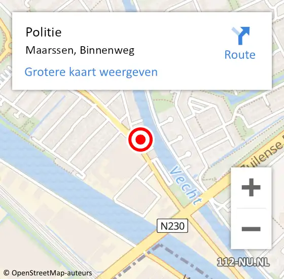 Locatie op kaart van de 112 melding: Politie Maarssen, Binnenweg op 19 maart 2023 04:46