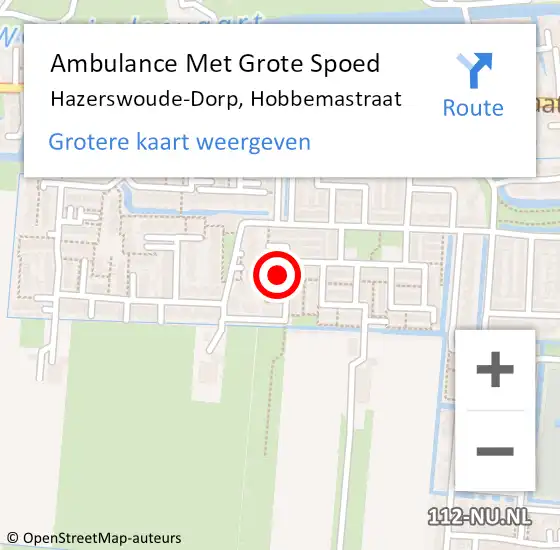 Locatie op kaart van de 112 melding: Ambulance Met Grote Spoed Naar Hazerswoude-Dorp, Hobbemastraat op 19 maart 2023 05:39