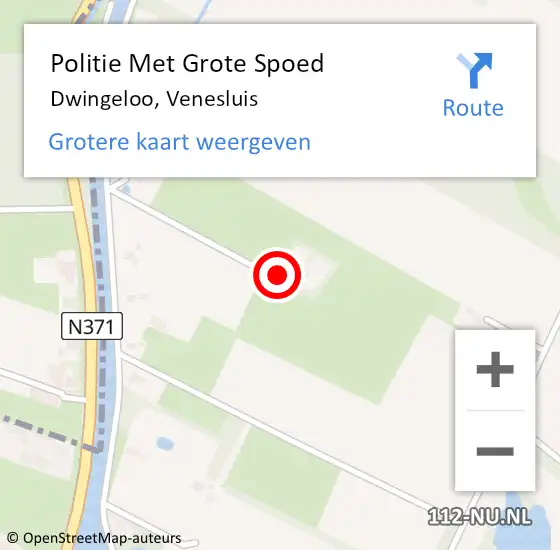 Locatie op kaart van de 112 melding: Politie Met Grote Spoed Naar Dwingeloo, Venesluis op 19 maart 2023 06:26