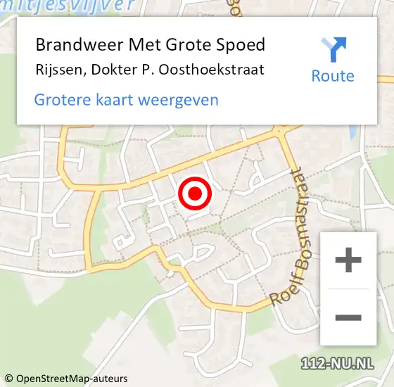 Locatie op kaart van de 112 melding: Brandweer Met Grote Spoed Naar Rijssen, Dokter P. Oosthoekstraat op 19 maart 2023 06:41