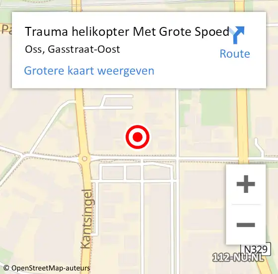 Locatie op kaart van de 112 melding: Trauma helikopter Met Grote Spoed Naar Oss, Gasstraat-Oost op 19 maart 2023 08:42