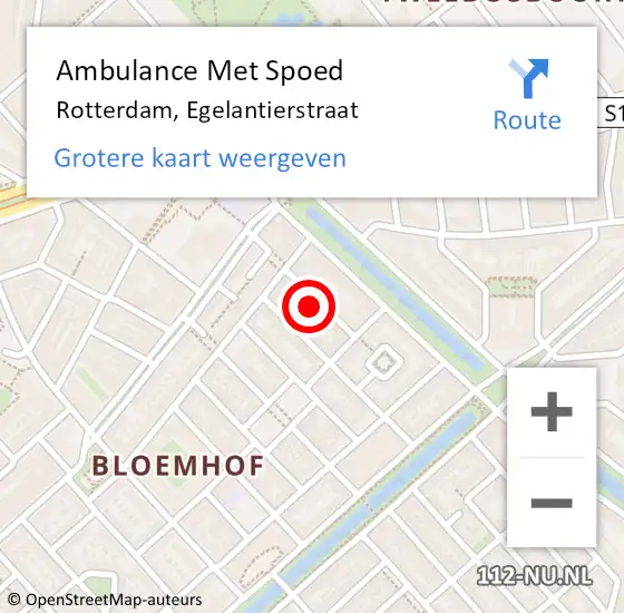 Locatie op kaart van de 112 melding: Ambulance Met Spoed Naar Rotterdam, Egelantierstraat op 19 maart 2023 08:48