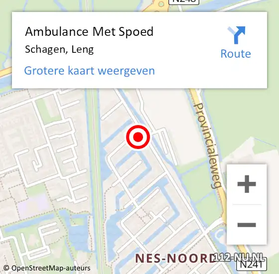 Locatie op kaart van de 112 melding: Ambulance Met Spoed Naar Schagen, Leng op 19 maart 2023 08:50