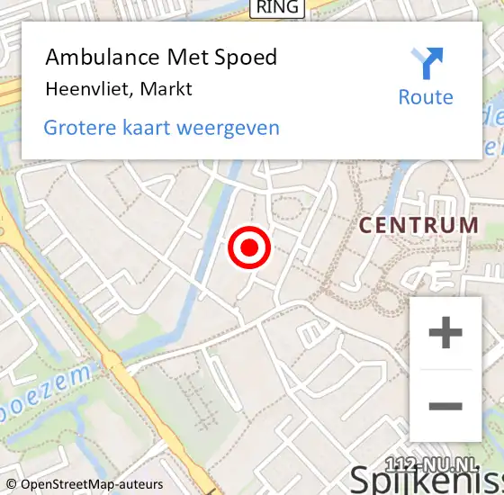 Locatie op kaart van de 112 melding: Ambulance Met Spoed Naar Heenvliet, Markt op 19 maart 2023 09:59