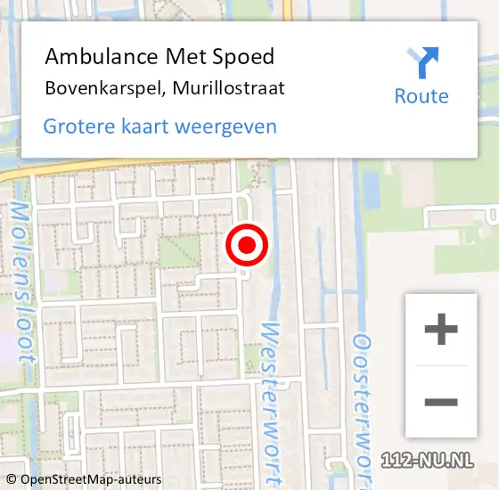 Locatie op kaart van de 112 melding: Ambulance Met Spoed Naar Bovenkarspel, Murillostraat op 19 maart 2023 10:20