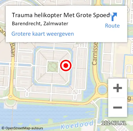 Locatie op kaart van de 112 melding: Trauma helikopter Met Grote Spoed Naar Barendrecht, Zalmwater op 19 maart 2023 10:30