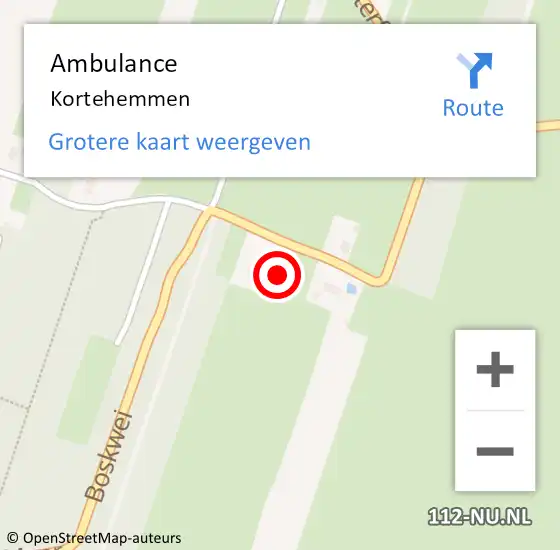 Locatie op kaart van de 112 melding: Ambulance Kortehemmen op 19 maart 2023 10:54