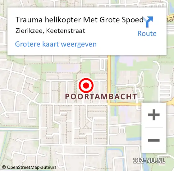 Locatie op kaart van de 112 melding: Trauma helikopter Met Grote Spoed Naar Zierikzee, Keetenstraat op 19 maart 2023 11:35
