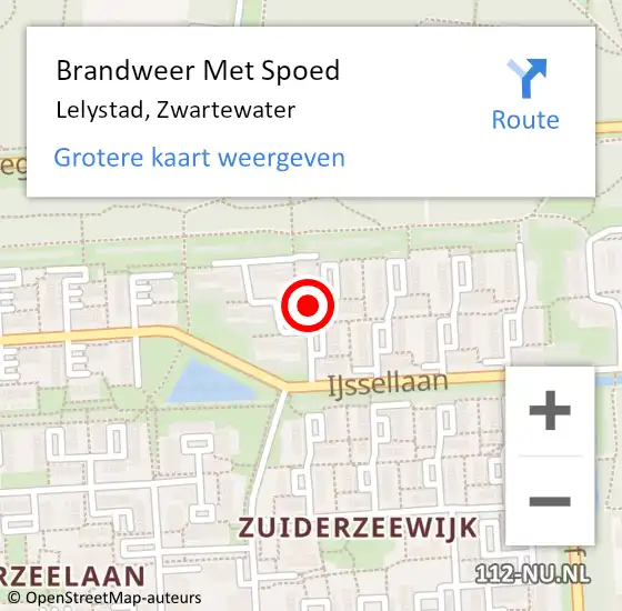 Locatie op kaart van de 112 melding: Brandweer Met Spoed Naar Lelystad, Zwartewater op 19 maart 2023 12:12