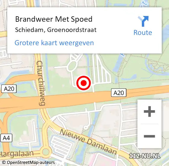 Locatie op kaart van de 112 melding: Brandweer Met Spoed Naar Schiedam, Groenoordstraat op 19 maart 2023 12:17