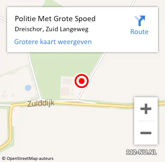 Locatie op kaart van de 112 melding: Politie Met Grote Spoed Naar Dreischor, Zuid Langeweg op 19 maart 2023 12:18