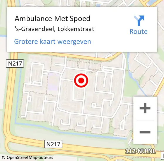 Locatie op kaart van de 112 melding: Ambulance Met Spoed Naar 's-Gravendeel, Lokkenstraat op 19 maart 2023 12:28