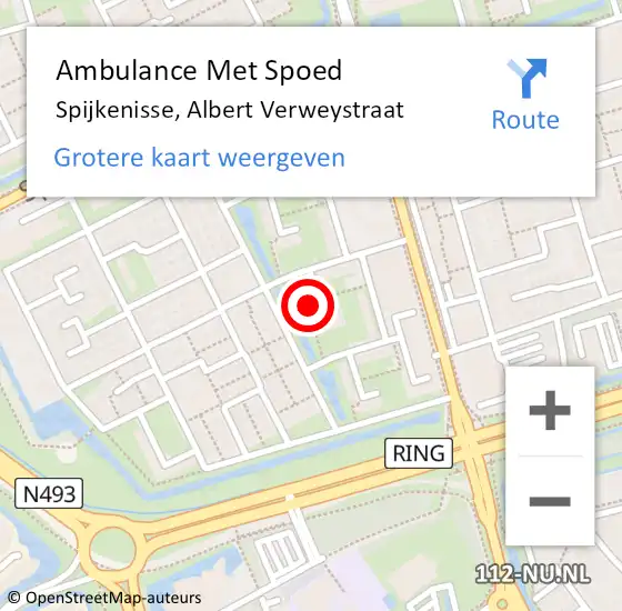 Locatie op kaart van de 112 melding: Ambulance Met Spoed Naar Spijkenisse, Albert Verweystraat op 19 maart 2023 12:31