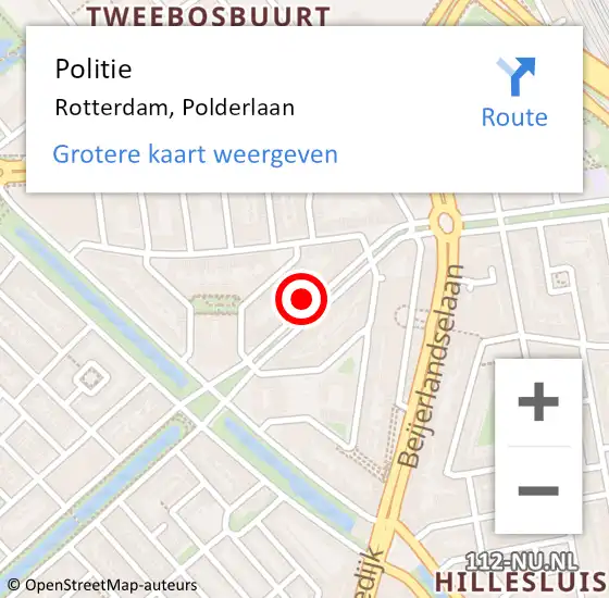 Locatie op kaart van de 112 melding: Politie Rotterdam, Polderlaan op 19 maart 2023 12:34