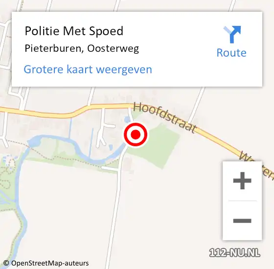 Locatie op kaart van de 112 melding: Politie Met Spoed Naar Pieterburen, Oosterweg op 19 maart 2023 12:43