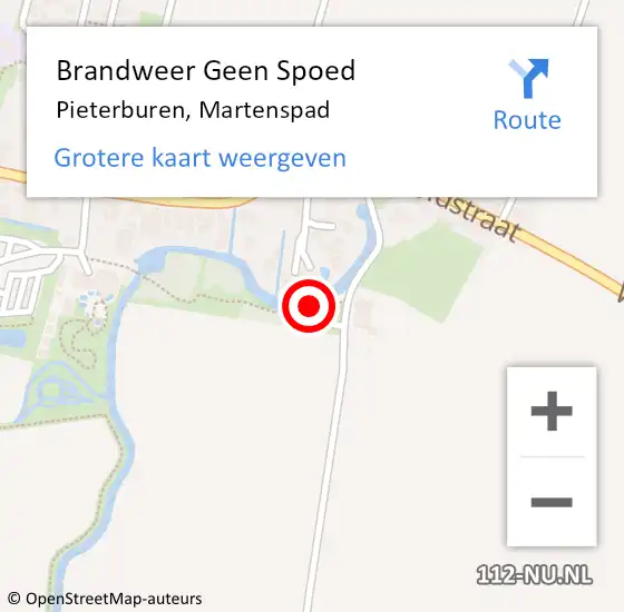 Locatie op kaart van de 112 melding: Brandweer Geen Spoed Naar Pieterburen, Martenspad op 19 maart 2023 12:45