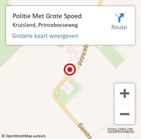 Locatie op kaart van de 112 melding: Politie Met Grote Spoed Naar Kruisland, Princebosseweg op 19 maart 2023 12:46
