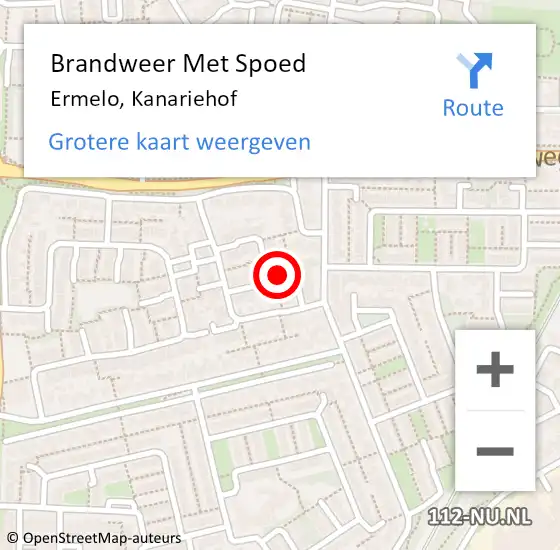 Locatie op kaart van de 112 melding: Brandweer Met Spoed Naar Ermelo, Kanariehof op 19 maart 2023 12:50