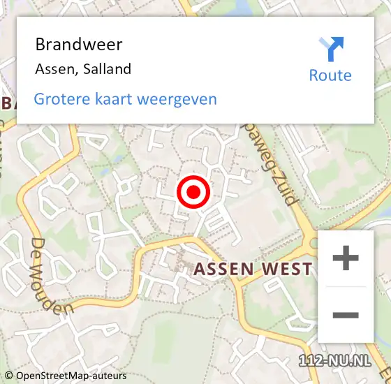 Locatie op kaart van de 112 melding: Brandweer Assen, Salland op 19 augustus 2014 13:24
