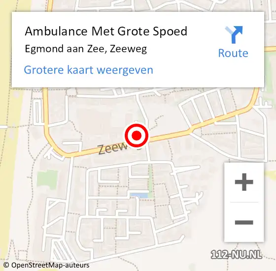 Locatie op kaart van de 112 melding: Ambulance Met Grote Spoed Naar Egmond aan Zee, Zeeweg op 19 maart 2023 13:10