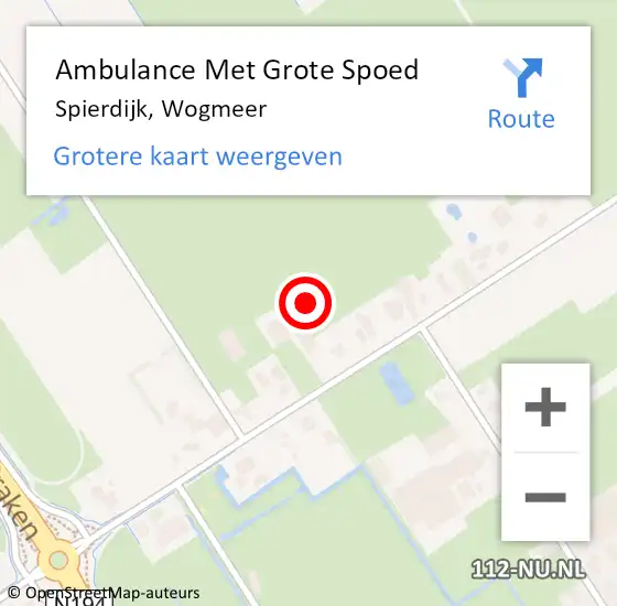 Locatie op kaart van de 112 melding: Ambulance Met Grote Spoed Naar Spierdijk, Wogmeer op 19 maart 2023 13:11