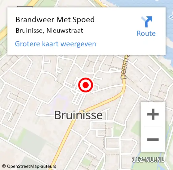 Locatie op kaart van de 112 melding: Brandweer Met Spoed Naar Bruinisse, Nieuwstraat op 19 maart 2023 14:20