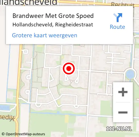Locatie op kaart van de 112 melding: Brandweer Met Grote Spoed Naar Hollandscheveld, Riegheidestraat op 19 maart 2023 14:36
