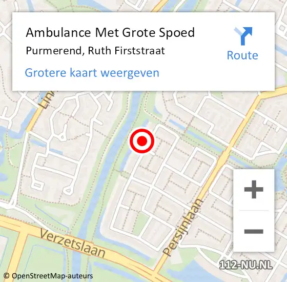 Locatie op kaart van de 112 melding: Ambulance Met Grote Spoed Naar Purmerend, Ruth Firststraat op 19 maart 2023 14:50