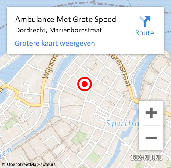 Locatie op kaart van de 112 melding: Ambulance Met Grote Spoed Naar Dordrecht, Mariënbornstraat op 19 maart 2023 14:52