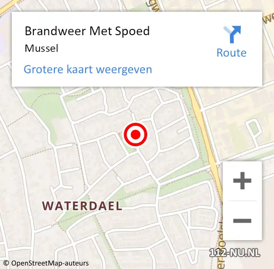 Locatie op kaart van de 112 melding: Brandweer Met Spoed Naar Mussel op 19 maart 2023 15:05