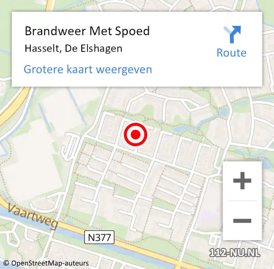 Locatie op kaart van de 112 melding: Brandweer Met Spoed Naar Hasselt, De Elshagen op 19 maart 2023 15:09