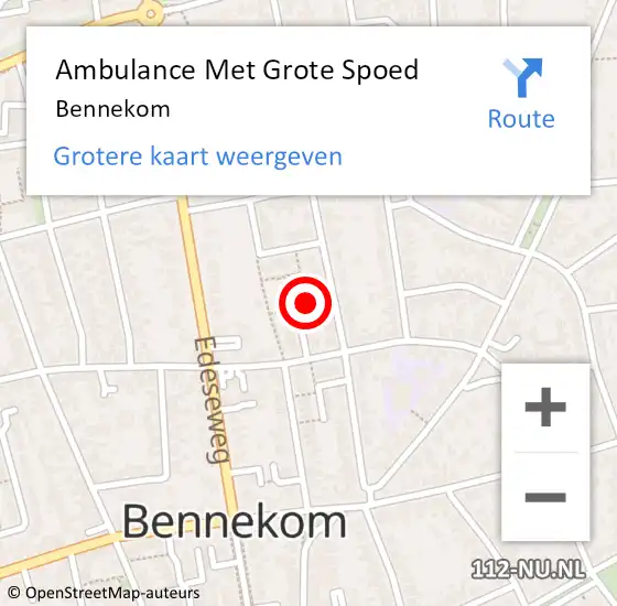 Locatie op kaart van de 112 melding: Ambulance Met Grote Spoed Naar Bennekom op 19 maart 2023 15:21
