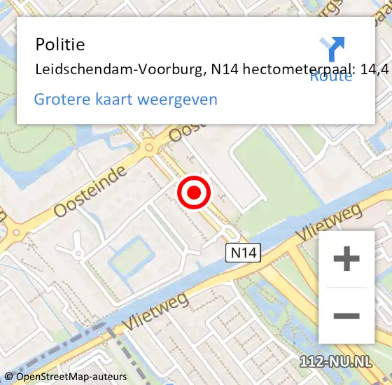 Locatie op kaart van de 112 melding: Politie Leidschendam-Voorburg, N14 hectometerpaal: 14,4 op 19 maart 2023 15:25