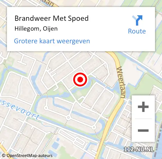 Locatie op kaart van de 112 melding: Brandweer Met Spoed Naar Hillegom, Oijen op 19 maart 2023 15:32