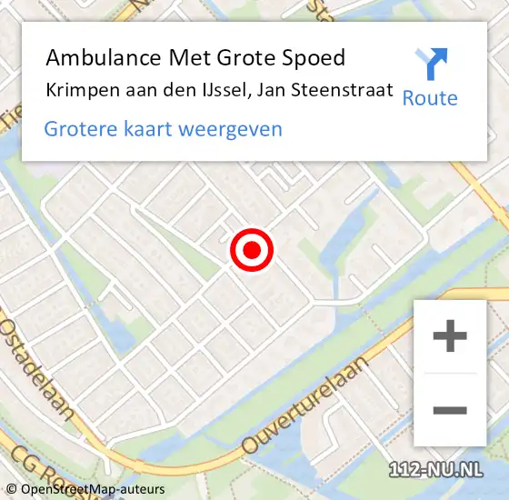 Locatie op kaart van de 112 melding: Ambulance Met Grote Spoed Naar Krimpen aan den IJssel, Jan Steenstraat op 19 maart 2023 15:58