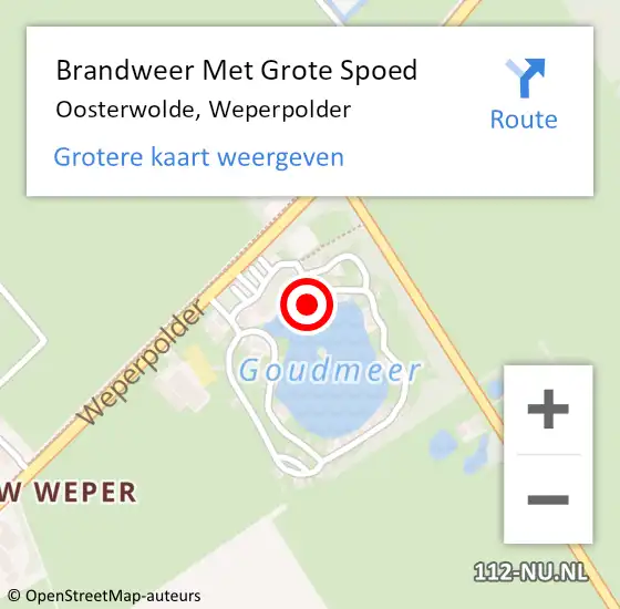 Locatie op kaart van de 112 melding: Brandweer Met Grote Spoed Naar Oosterwolde, Weperpolder op 19 maart 2023 16:03