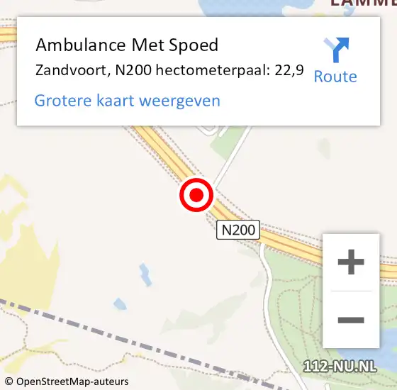 Locatie op kaart van de 112 melding: Ambulance Met Spoed Naar Zandvoort, N200 hectometerpaal: 22,9 op 19 maart 2023 16:27