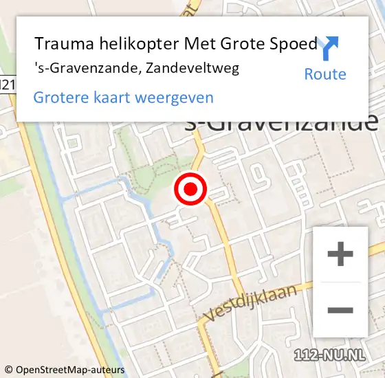 Locatie op kaart van de 112 melding: Trauma helikopter Met Grote Spoed Naar 's-Gravenzande, Zandeveltweg op 19 maart 2023 17:13