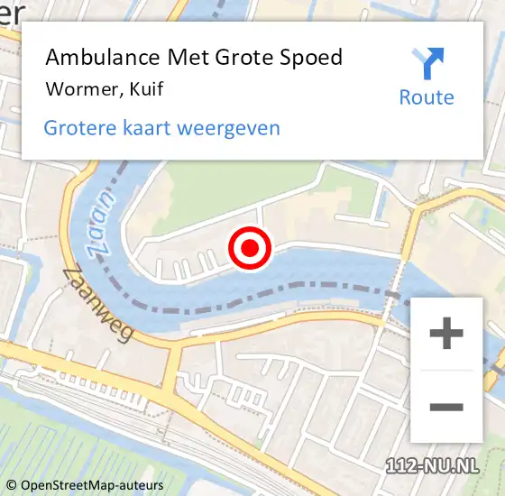 Locatie op kaart van de 112 melding: Ambulance Met Grote Spoed Naar Wormer, Kuif op 19 maart 2023 17:19