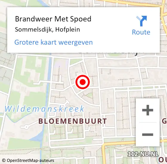 Locatie op kaart van de 112 melding: Brandweer Met Spoed Naar Sommelsdijk, Hofplein op 19 maart 2023 17:32