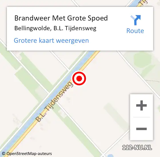 Locatie op kaart van de 112 melding: Brandweer Met Grote Spoed Naar Bellingwolde, B.L. Tijdensweg op 19 maart 2023 17:59