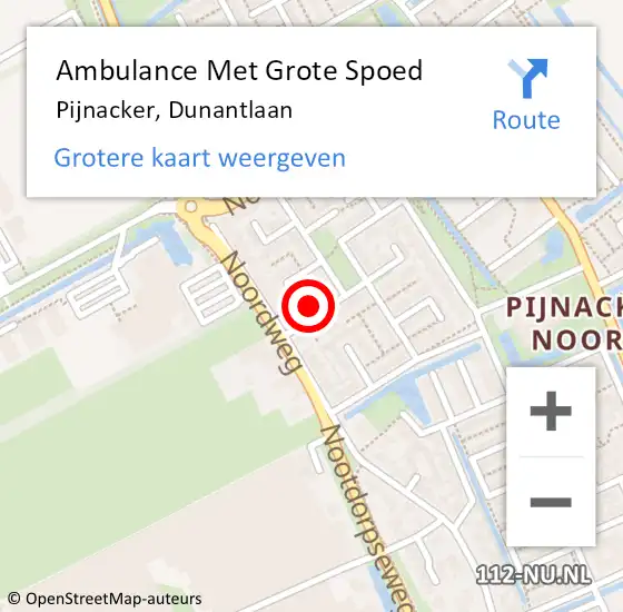 Locatie op kaart van de 112 melding: Ambulance Met Grote Spoed Naar Pijnacker, Dunantlaan op 19 maart 2023 17:59