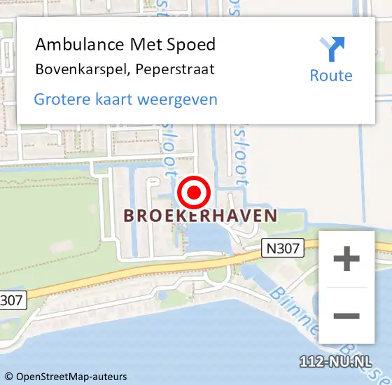 Locatie op kaart van de 112 melding: Ambulance Met Spoed Naar Bovenkarspel, Peperstraat op 19 maart 2023 18:33