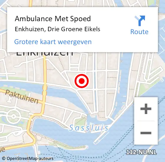 Locatie op kaart van de 112 melding: Ambulance Met Spoed Naar Enkhuizen, Drie Groene Eikels op 19 maart 2023 18:44