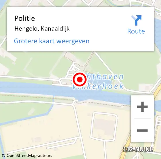 Locatie op kaart van de 112 melding: Politie Hengelo, Kanaaldijk op 19 maart 2023 18:44