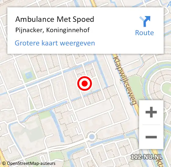 Locatie op kaart van de 112 melding: Ambulance Met Spoed Naar Pijnacker, Koninginnehof op 19 maart 2023 19:16