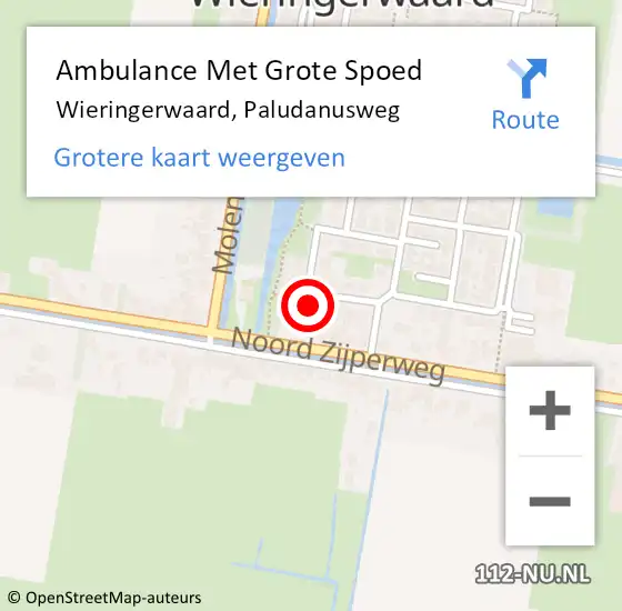 Locatie op kaart van de 112 melding: Ambulance Met Grote Spoed Naar Wieringerwaard, Paludanusweg op 19 maart 2023 19:18