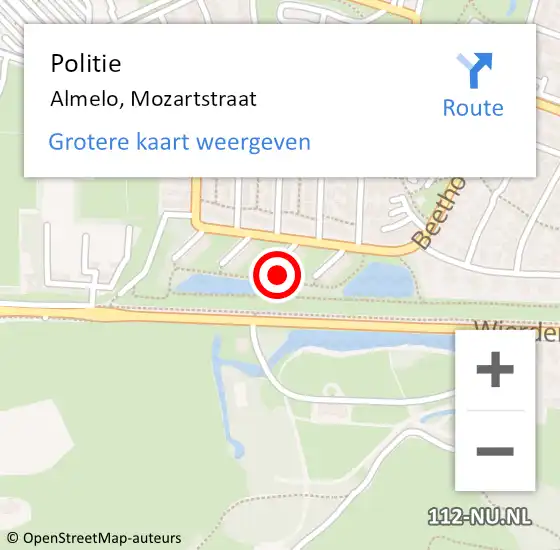 Locatie op kaart van de 112 melding: Politie Almelo, Mozartstraat op 19 maart 2023 19:44